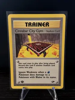 Cinnabar City Gym 1st Edition Trainer Card 113/132 Gym Challenge Pokemon Card - Image 1