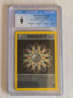 CGC 9 MINT Rainbow Energy 2000 Team Rocket 1st Edition 17/82 Holo Pokemon Card - Image 1