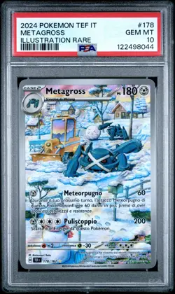 Pokemon PSA 10 Metagross #178 TEF IT Cronoforze Illustration Rare 2024 Italiano - Image 2