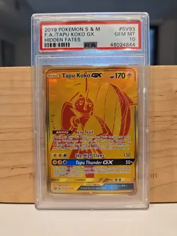 Pokemon TCG Holo Tapu Koko GX NM Hidden Fates Shiny Vault SV93/SV94 PSA 10 - Image 1