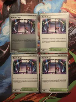 4x Battle Cage 085/094 Playset x4 Phantasmal Flames Pokemon TCG NM - Image 1