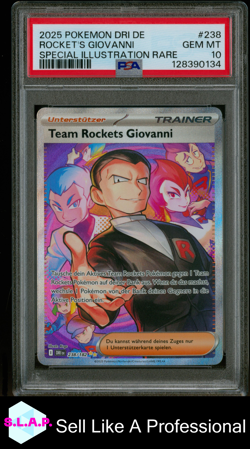 ROCKET'S GIOVANNI SPEC ILL RARE POKEMON GER DRI DESTINED RIVALS 2025 238 PSA 10 - Image 1