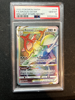 2022 Pokemon SWSH Arceus Vstar FA Rainbow 176 Brilliant Stars Secret PSA 10 - Image 1