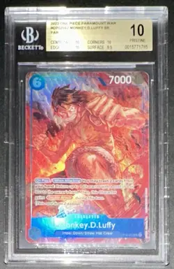 ONE PIECE BGS 10 MONKEY. D. LUFFY OP02-062 PARAMOUNT WAR ENGLISH 2023! - Image 1