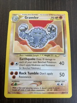 Graveler 30/64 Neo Revelation Rare Vintage Pokemon Card Gravelr Gravler Gravlr - Image 1