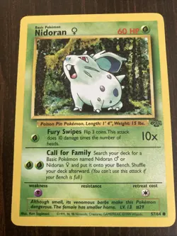 Nidoran F 57/64 Jungle Rare Vintage 1999 Pokemon Card - Image 1