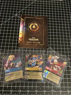 Disney LorcanaStitch Rapunzel Donald Duck EPCOT Promo Cards Set And Book - Image 1