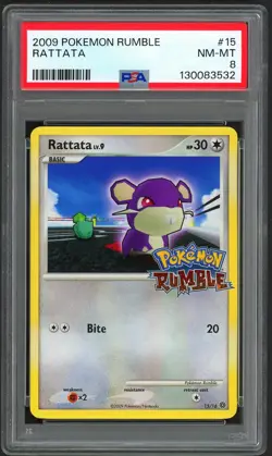 Pokemon Cards - PSA 8 Rattata 15/16 - Pokemon Rumble Holo - NM-MT - PSA8 - Image 1