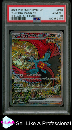 ROARING MOON EX SPECI4L ART POKEMON JP SV8A-TERASTAL FEST EX 2024 218 PSA 10 - Image 1
