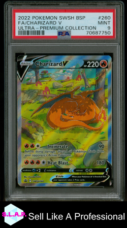 FA/CHARIZARD V ULTRA-PREMIUM COLLECTION POKEMON SWSH BLCK STR PRM 2022 260 PSA 9 - Image 1