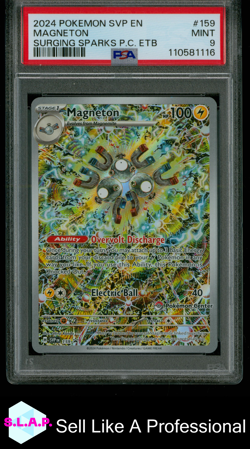 MAGNETON SURGING SPARKS PC ETB POKEMON SVP EN-SV BLACK STAR PROMO 2024 159 PSA 9 - Image 1