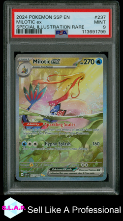 MILOTIC EX SPECI4L ILL RARE POKEMON SSP EN-SURGING SPARKS 2024 237 PSA 9 - Image 1