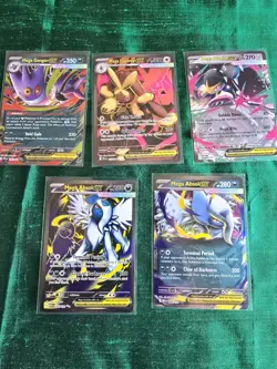 Pokemon Mixed Lot of 5 "Mega" Full Art Cards - Image 1