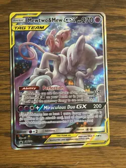 Pokemon TCG Mewtwo & Mew GX SM191 Black Star Promo Card Near Mint Condition - Image 1