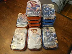 ONE PIECE CARD GAME - TIN PACK SET VOL. 2 (TS-02, OP13) IN HAND. Lot Of 11 Total - Image 1