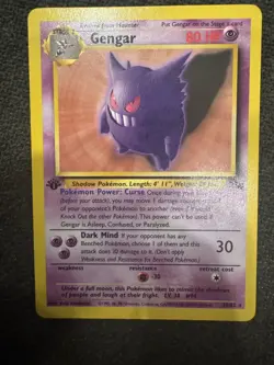 Vintage Gengar 1st Edition Fossil Pokemon Card 20/62 Non-Holo TCG - Image 1