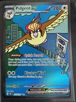 Pidgeot ex SIR 225/197 SV03: Obsidian Flames Holo Pokemon Card - Image 1