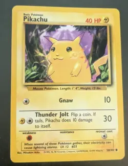 Pikachu 58/102 Unlimited Common Base Set Pokemon Card LP Vintage WOTC - Image 1