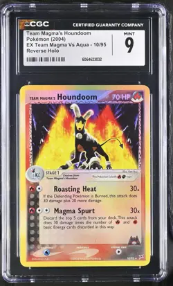 CGC 9 Team Magma's Houndoom EX Team Magma Vs Aqua 10/95 Reverse Holo Pokemon - Image 1