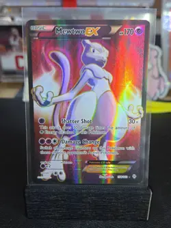 2015 Pokemon Mewtwo EX Full Art Ultra Rare 158/162 Breakthrough Foil LP - Image 1