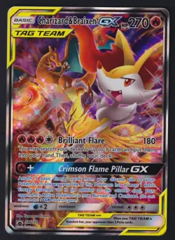 Pokemon TCG Charizard & Braixen GX SM230 Sun & Moon Tag Team Black Star Promo - Image 1