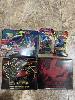Pokemon ETB Lot Tin Blister Pack Astral Radiance Lost Origin Mega Ev Phantasmal - Image 1