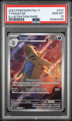 Pokemon PSA 10 Tyranitar #222 PAL IT Illustration Rare 2023 Italiano - Image 2
