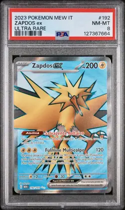 POKEMON PSA 8 ZAPDOS EX ULTRA RARE 192/165 SET 151 ITALIANO 2023! - Image 1