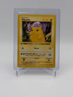MP+ 1st Edition Pikachu (Yellow Cheeks) 058/102 Pokemon Base Set (Shadowless) - Image 1