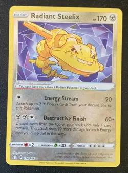 Radiant Steelix 124/196 Lost Origin Ultra Rare Holo Pokemon TCG Card NM - Image 1