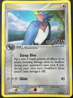 Swellow 32/113 EX Delta Species Stamped Holo Rare Pokemon TCG Card NM - Image 1