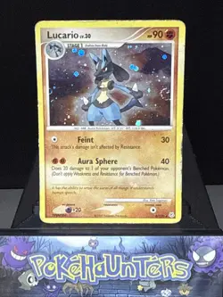 Pokemon Card Lucario 6/130 Holo Rare Swirl Diamond & Pearl Played - Image 1