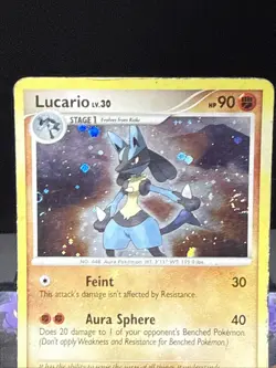 Pokemon Card Lucario 6/130 Holo Rare Swirl Diamond & Pearl Played - Image 2