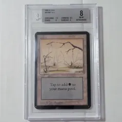 MTG Swamp (B) Alpha Basic Land Graded 8 - Image 1