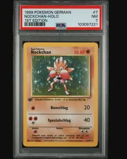 Pokemon Nockchan Holo 7/102 1. Edition Base Set PSA 7 NM Deutsch - Image 1