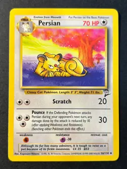Persian 56/130 Base Set 2 Uncommon Pokemon Card TCG - WOTC - Near Mint - Image 1