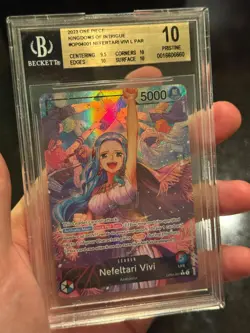 2023 One Piece OP04-001 Nefeltari Vivi alt Leader Parallel BGS 10 Pristine - Image 5