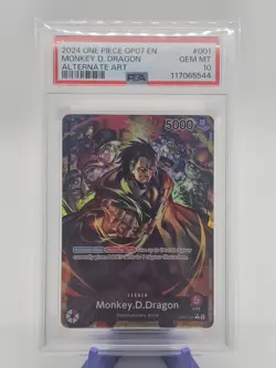 2024 ONE PIECE OP07-001 YEARS IN THE FUTURE #001 MONKEY D. DRAGON Alt Art PSA 10 - Image 1