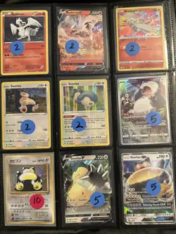 Lot of 9 Snorlax & Reshiram Pokemon Cards Authentic - Image 1