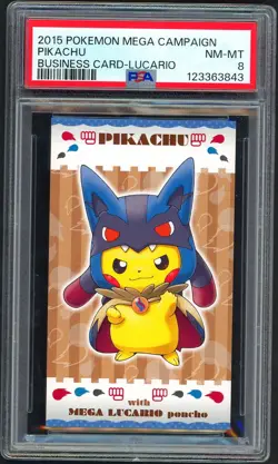 Pokemon Cards - PSA 8 Pikachu Mega Lucario Poncho Business Card - BC Mega - Image 1