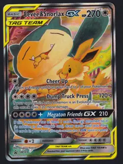 Pokemon TCG Eevee & Snorlax GX SM169 Sun Moon Tag Team Black Star Promo Card - Image 1
