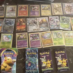 Old Pokemon card collection, mainly from And￼ Moon with sealed packs and a binde - Image 2