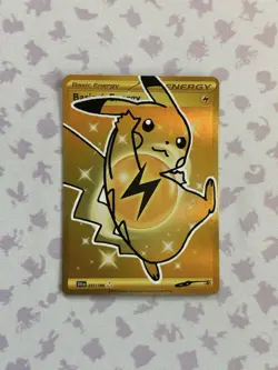 Pokemon TCG Pikachu Hand drawn fan art on Holo Lightning Energy Card - Image 1
