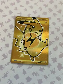 Pokemon TCG Pikachu Hand drawn fan art on Holo Lightning Energy Card - Image 2