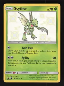 Scyther SV1/SV94 Pokemon Hidden Fates Holo Card - Image 1