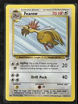 Fearow 41/130 Pokemon Base Set 2 Uncommon Moderately Played Card (MP) - Image 1
