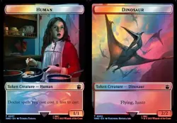 Light Play, English MTG Foil Human (0037) // Dinosaur Double-Sided Token - Surge - Image 1