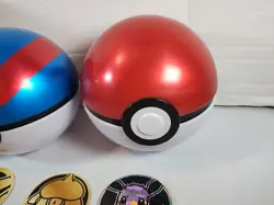 Pokemon Collectors Lot - Treasure Chest Tin, 2 PokeBall, Coins, Stickers, Pad - Image 2