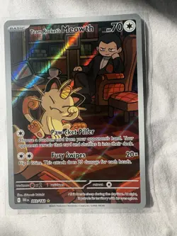Pokemon Team Rocket's Meowth 203/182 Destined Rivals Illustration Rare Holo - Image 1