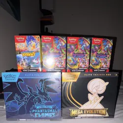 Pokemon Phantasmal Flames ETB & Mega evolution ETB + 4 Booster Bundles - Image 1